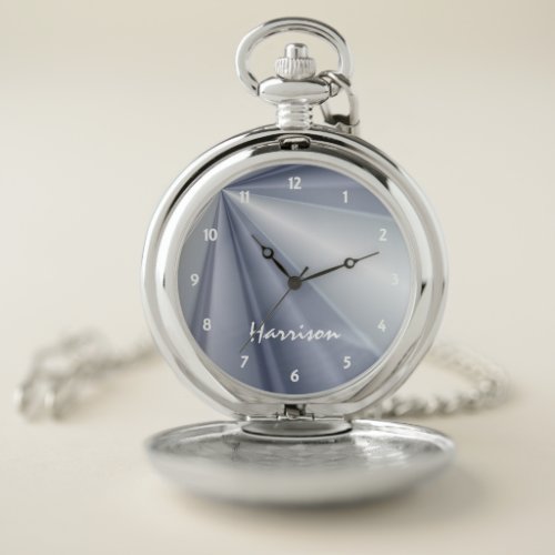 Blue Gray Gradient Personalized Face Pocket Watch