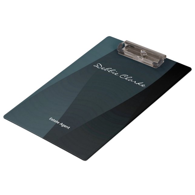 Blue gray gradient waves pattern clipboard (Angled)