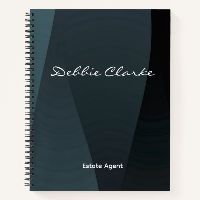 Blue gray gradient waves pattern notebook (Front)