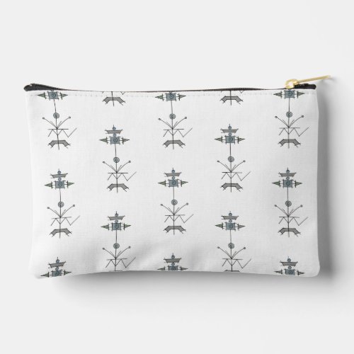 Blue Gray Green Geometric Accessory Pouch