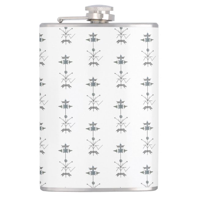 Blue Gray Green Geometric Flask (Front)