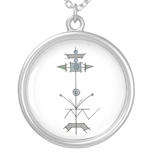 Blue Gray Green Geometric Silver Plated Necklace