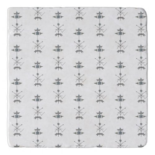 Blue Gray Green Geometric Trivet