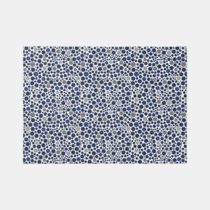 Blue Gray Grey Polka Dot Geometric Pebbles Area Rug