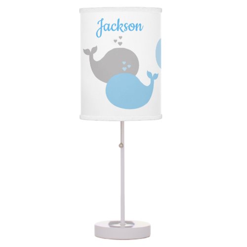 Blue Gray Grey Whale Baby Boy Nautical Nursery Table Lamp