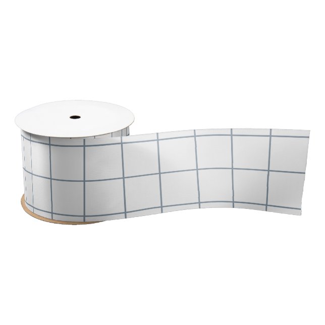 Blue Gray Grid Satin Ribbon (Spool)