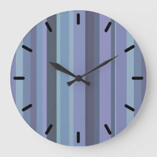 Blue-gray horizontal stripes large clock