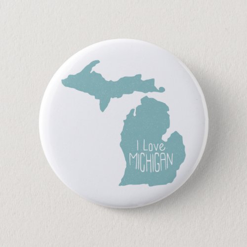 Blue Gray I Love Michigan Silhouette Button