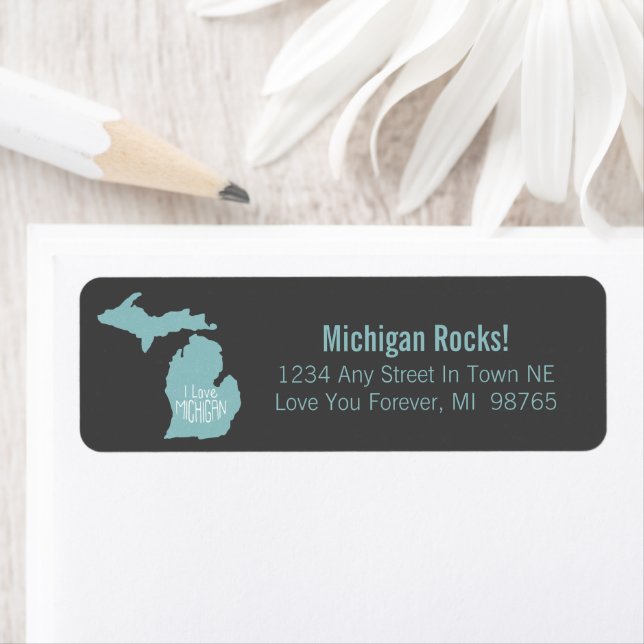 Blue Gray I Love Michigan Silhouette Label (Insitu)