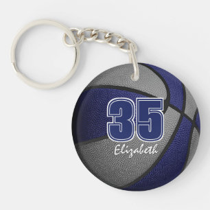 Blue gray kids teens team colors gifts basketball keychain