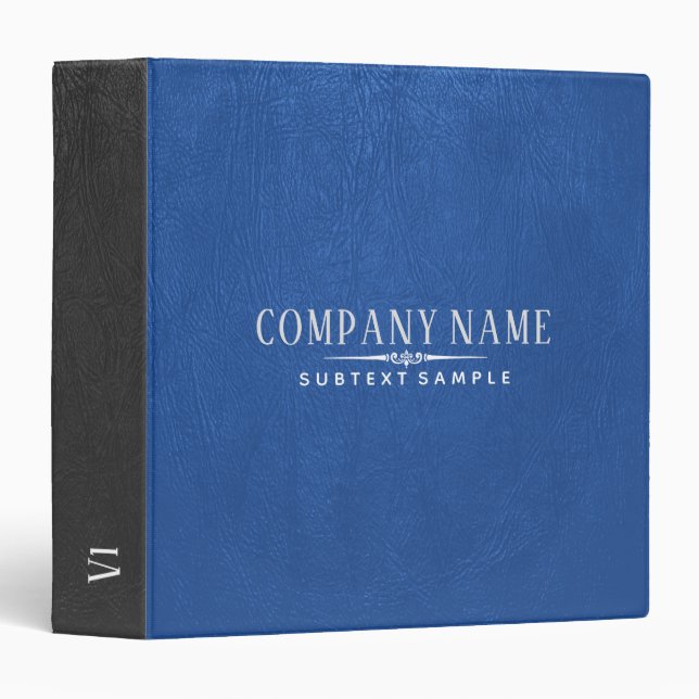 Blue & Gray Leather Texture Print 3 Ring Binder (Front/Spine)