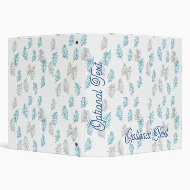 Blue & Gray Leaves Pattern  3 Ring Binder (Background)