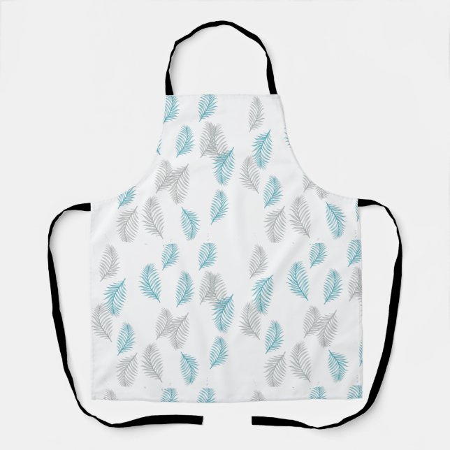 Blue & Gray Leaves Pattern  Apron (Front)