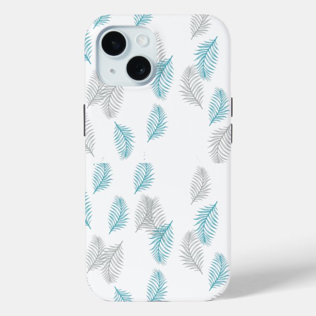Blue & Gray Leaves Pattern  Case-Mate iPhone Case (Back)