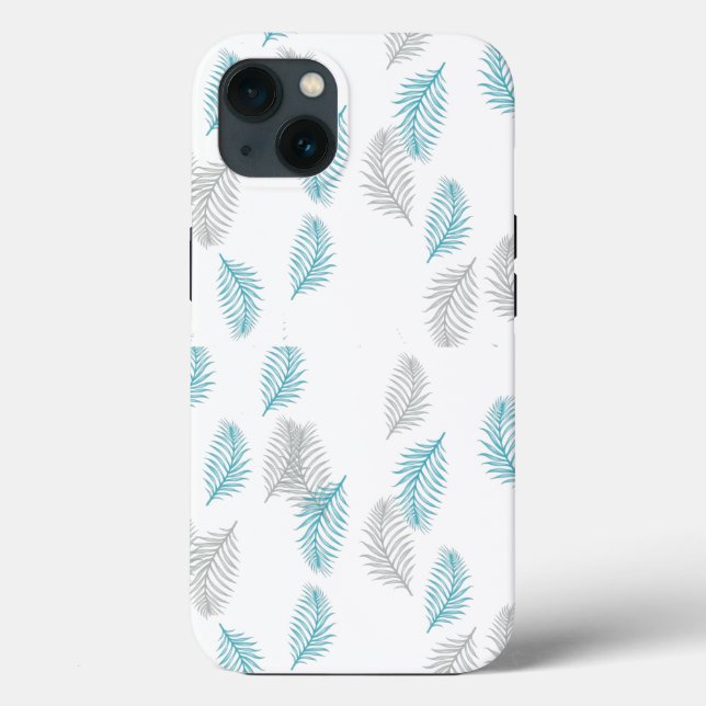 Blue & Gray Leaves Pattern  Case-Mate iPhone Case (Back)