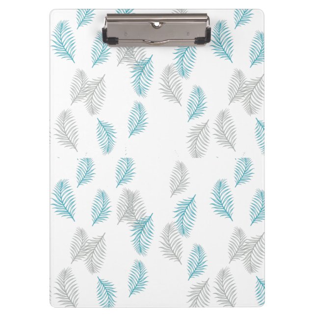 Blue & Gray Leaves Pattern  Clipboard (Front)
