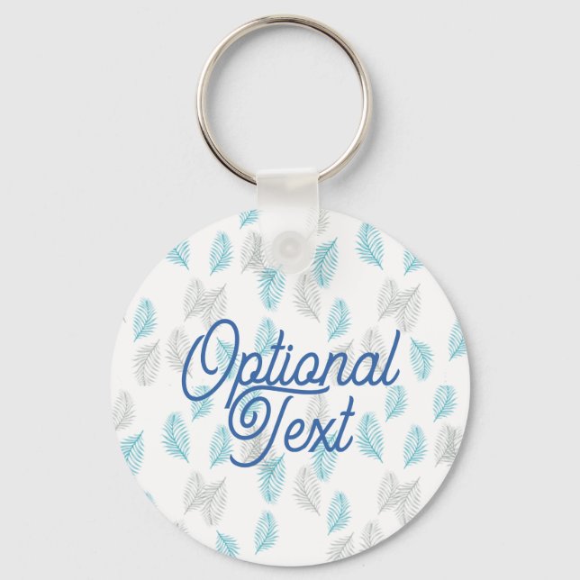 Blue & Gray Leaves Pattern  Keychain (Front)
