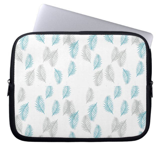 Blue & Gray Leaves Pattern  Laptop Sleeve (Front)