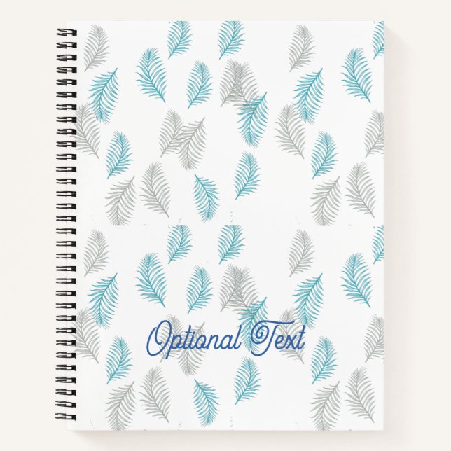 Blue & Gray Leaves Pattern  Notebook (Front)