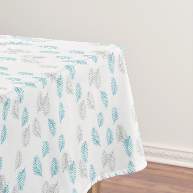 Blue & Gray Leaves Pattern  Tablecloth (In Situ)