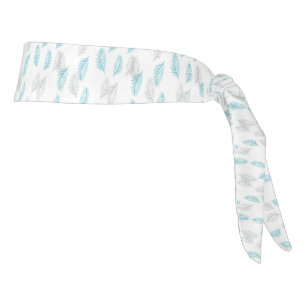Blue & Gray Leaves Pattern  Tie Headband