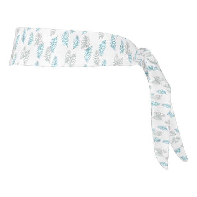Blue & Gray Leaves Pattern  Tie Headband (Rotate 90)