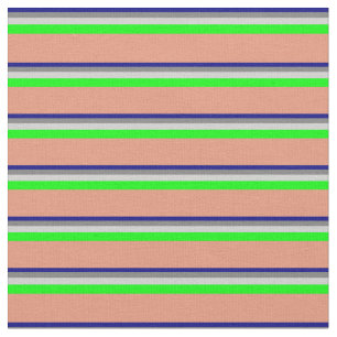 Blue, Gray, Light Grey, Lime & Dark Salmon Colored Fabric