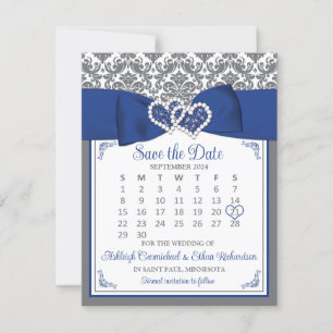 Blue, Gray Love Hearts Photo Save the Date