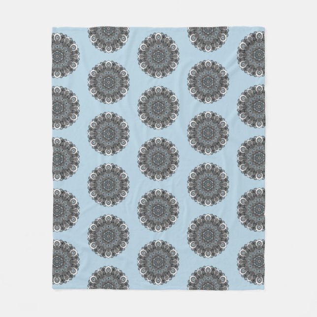 Blue Gray Mandala Blanket (Front)