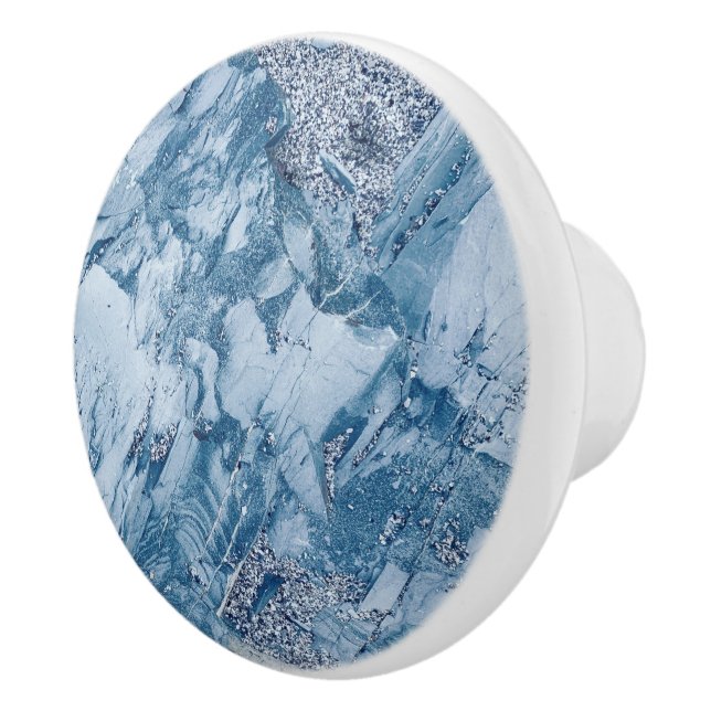 Blue & Gray Marble  Ceramic Knob (Right)