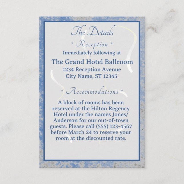 Blue & Gray Marble Enclosure Card (Front)