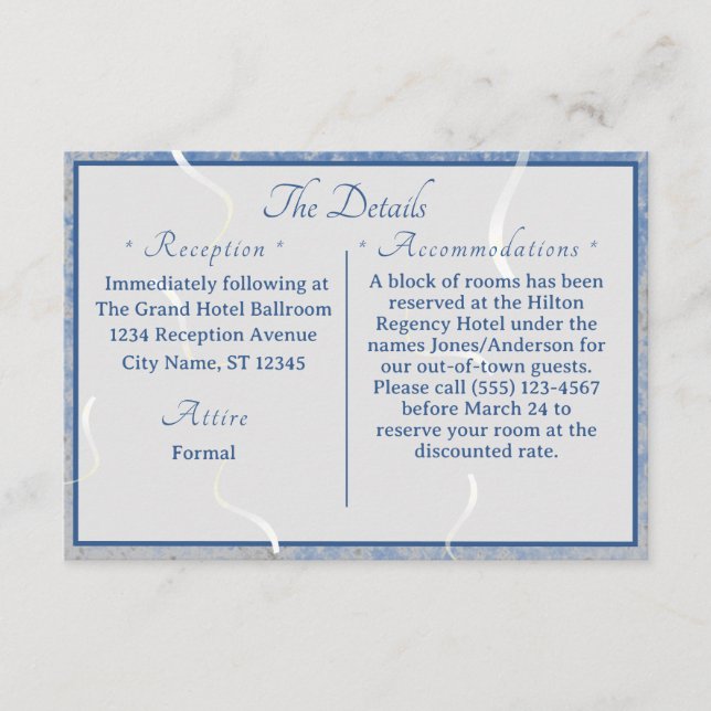 Blue & Gray Marble Enclosure Card (Front)