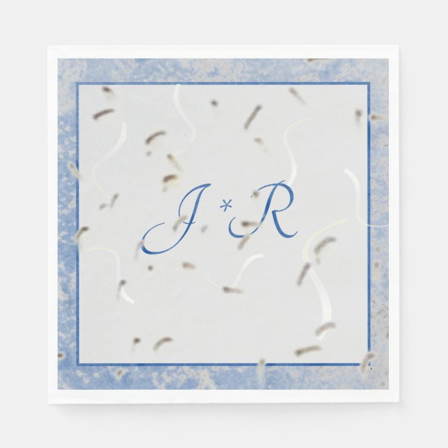 Blue & Gray Marble Monogramed Napkins (Front)