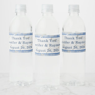 Blue & Gray Marble Monogramed Water Bottle Label