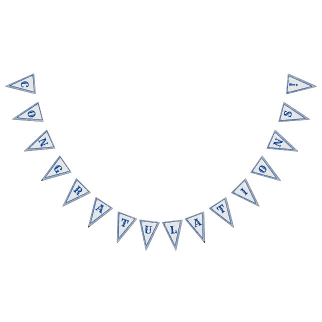 Blue & Gray Marble Monogramed Wedding Bunting Flags (All)