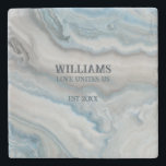 Blue Gray Marble Personalized Stone Coaster<br><div class="desc">Marble Stone Coaster is perfect for adding functionality and elegance for your home or office decor. Natural classic design with soothing blue and gray palette. Personalize your space by adding a custom touch,  whether it's your surname,  a special date,  or a meaningful message.</div>