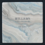 Blue Gray Marble Personalized Stone Coaster<br><div class="desc">Marble Stone Coaster is perfect for adding functionality and elegance for your home or office decor. Natural classic design with soothing blue and gray palette. Personalize your space by adding a custom touch,  whether it's your surname,  a special date,  or a meaningful message.</div>