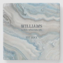 Blue Gray Marble Personalized