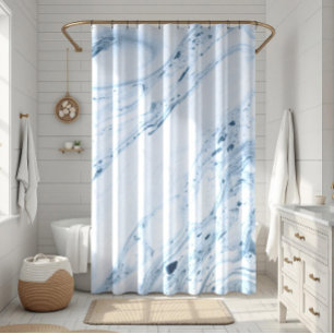 Blue-gray marble swirls background shower curtain