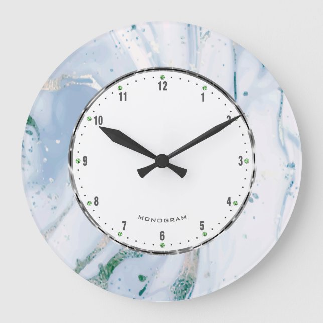 Blue-gray marble texture large clock (Front)