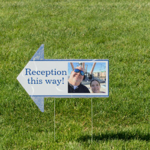 Blue & Gray Marble Wedding Reception Sign