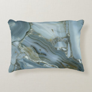 Blue Gray Marble with Gold Vein Accent Pillow