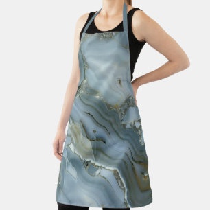 Blue Gray Marble with Gold Vein Apron