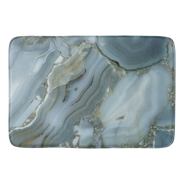 Blue Gray Marble with Gold Vein Bath Mat (Front)