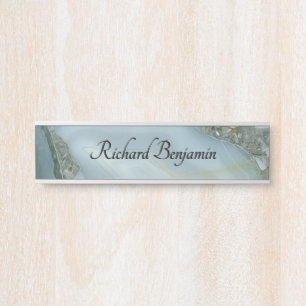 Blue Gray Marble with Gold Vein Black Script Door Sign