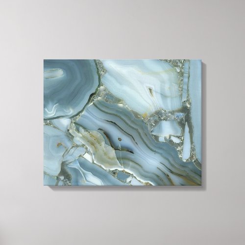 Blue Gray Marble with Gold Vein Canvas Print