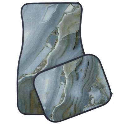 Blue Gray Marble with Gold Vein Car Floor Mat