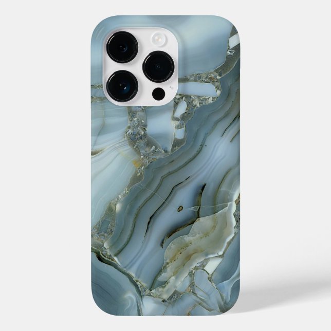 Blue Gray Marble with Gold Vein Case-Mate iPhone Case (Back)