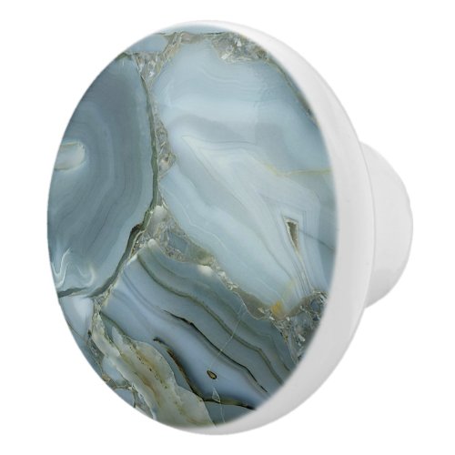 Blue Gray Marble with Gold Vein Ceramic Knob