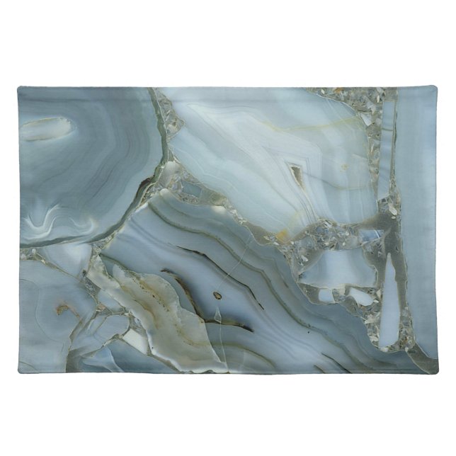 Blue Gray Marble with Gold Vein Cloth Placemat (Front)